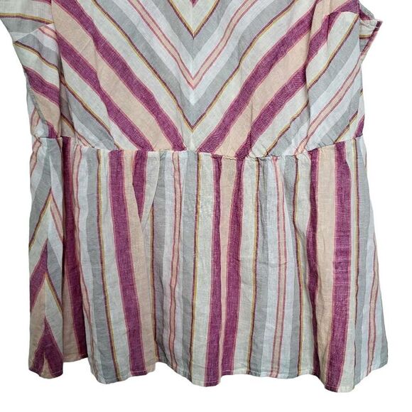Lane Bryant Striped Tie-Shoulder Linen Blend Top Size 18/20 - Picture 6 of 10